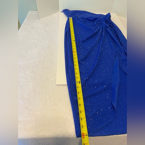 Vibrant Blue Sparkling Thin Strap Cocktail Dress Poly Blend SHEIN Sz XL/12 - Picture 9 of 9